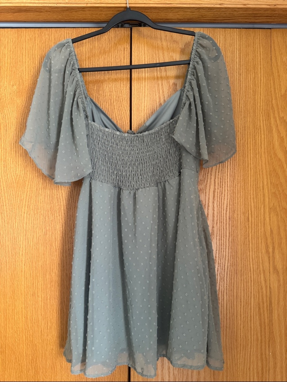 Altard state Sage Green Flutter Sleeve Tie-Front Mini Dress - Picture 4 of 4